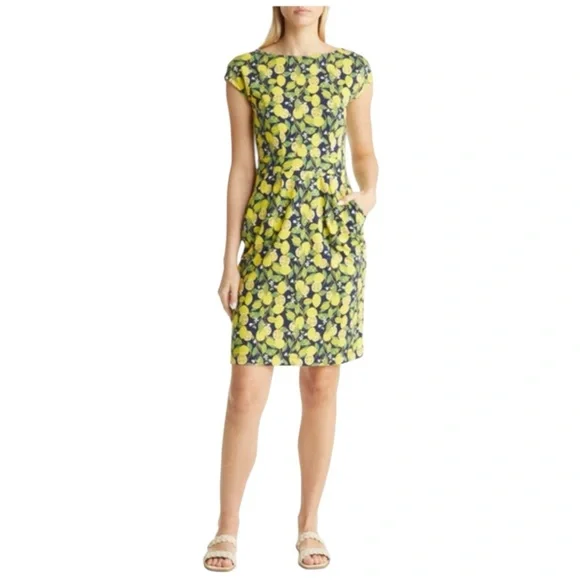 Boden Florrie Lemon Print Cotton Jersey Dress Size 14L - Picture 1 of 7
